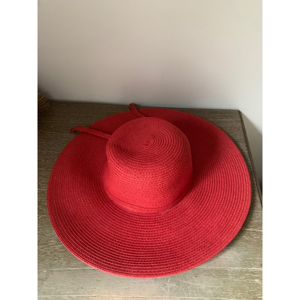 Magid Hats Womens Red Wide Brim Paper Straw Sun Hat Floppy Beach Hat